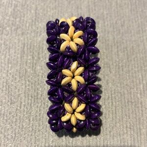 Handcrafted Purple & Natural Beaded Stretch Bracelet